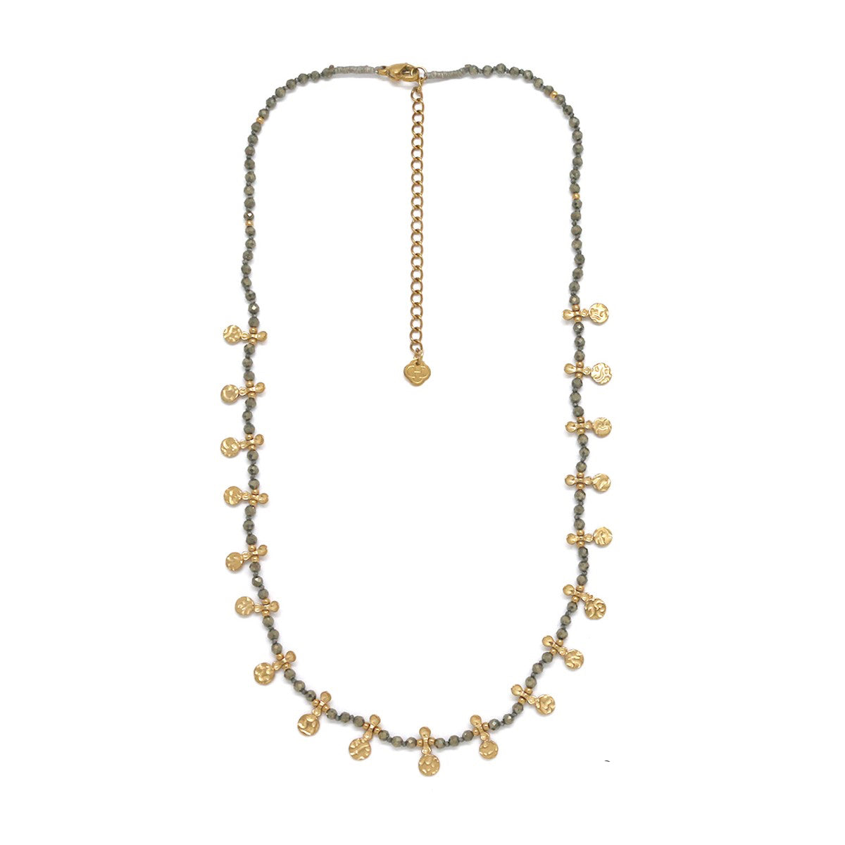 Necklace with gold and gray beads