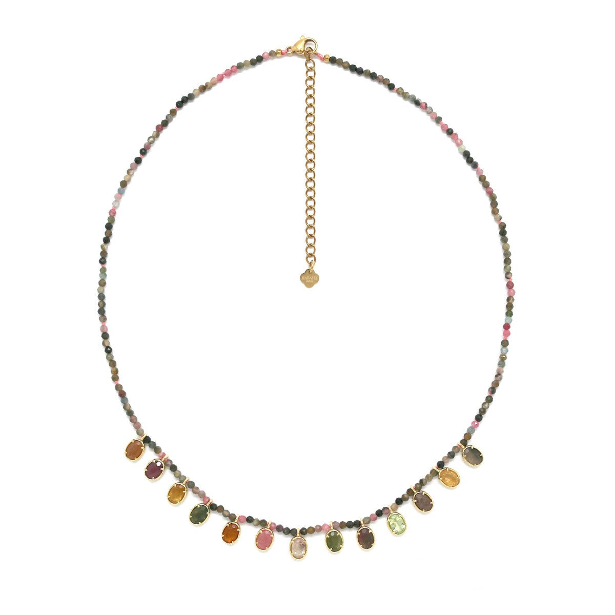 Necklace with multicolored beads.