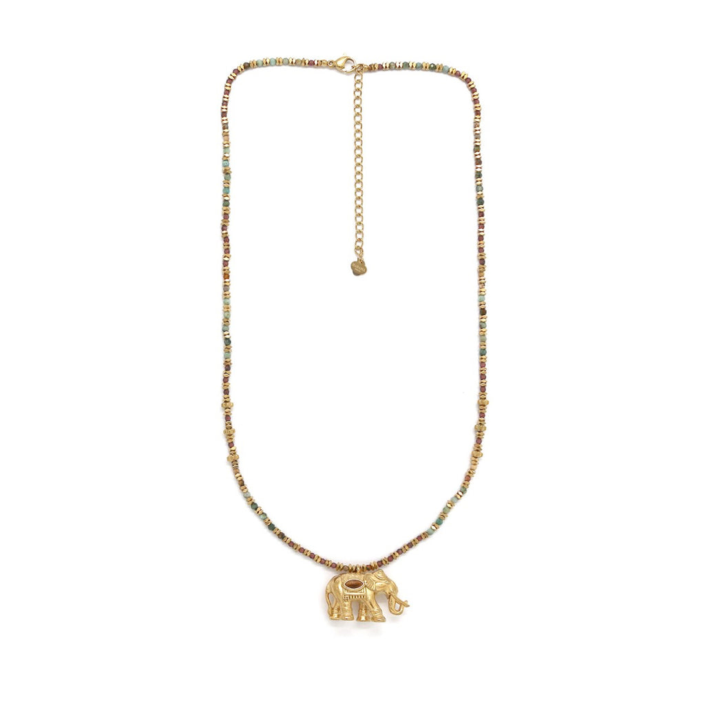 Gold necklace with an elephant pendant
